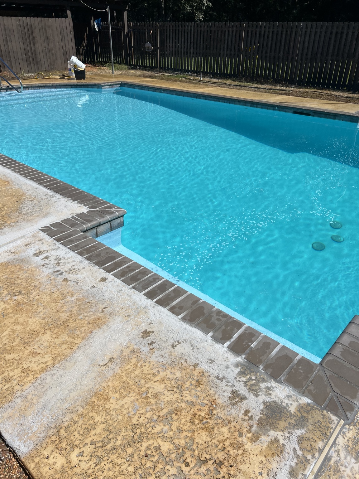 Clear residential pool after AquaGuard restoration work